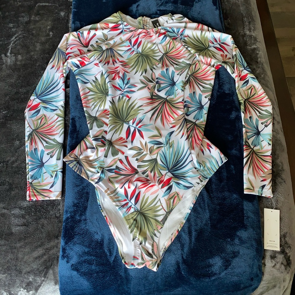 Hurley One Piece Rash Guard Swimsuit Tropical XL